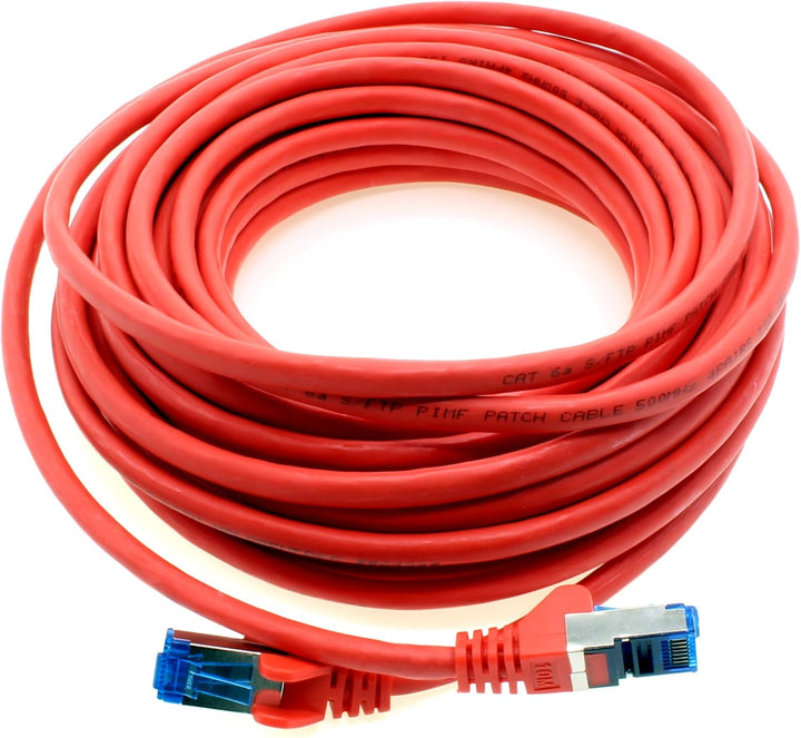 7,5m - CAT6a - Netzwerkkabel rot - 10 Stück CAT 6 A Patchkabel 10000 Mbit s SFTP PIMF 500 MHz kompat