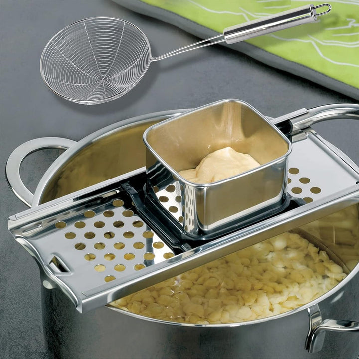 Bestdon Spätzlehobel Edelstahl, Spätzle Set, Spätzlesieb, Spätzlereibe mit Schaumlöffel, Spätzlepres