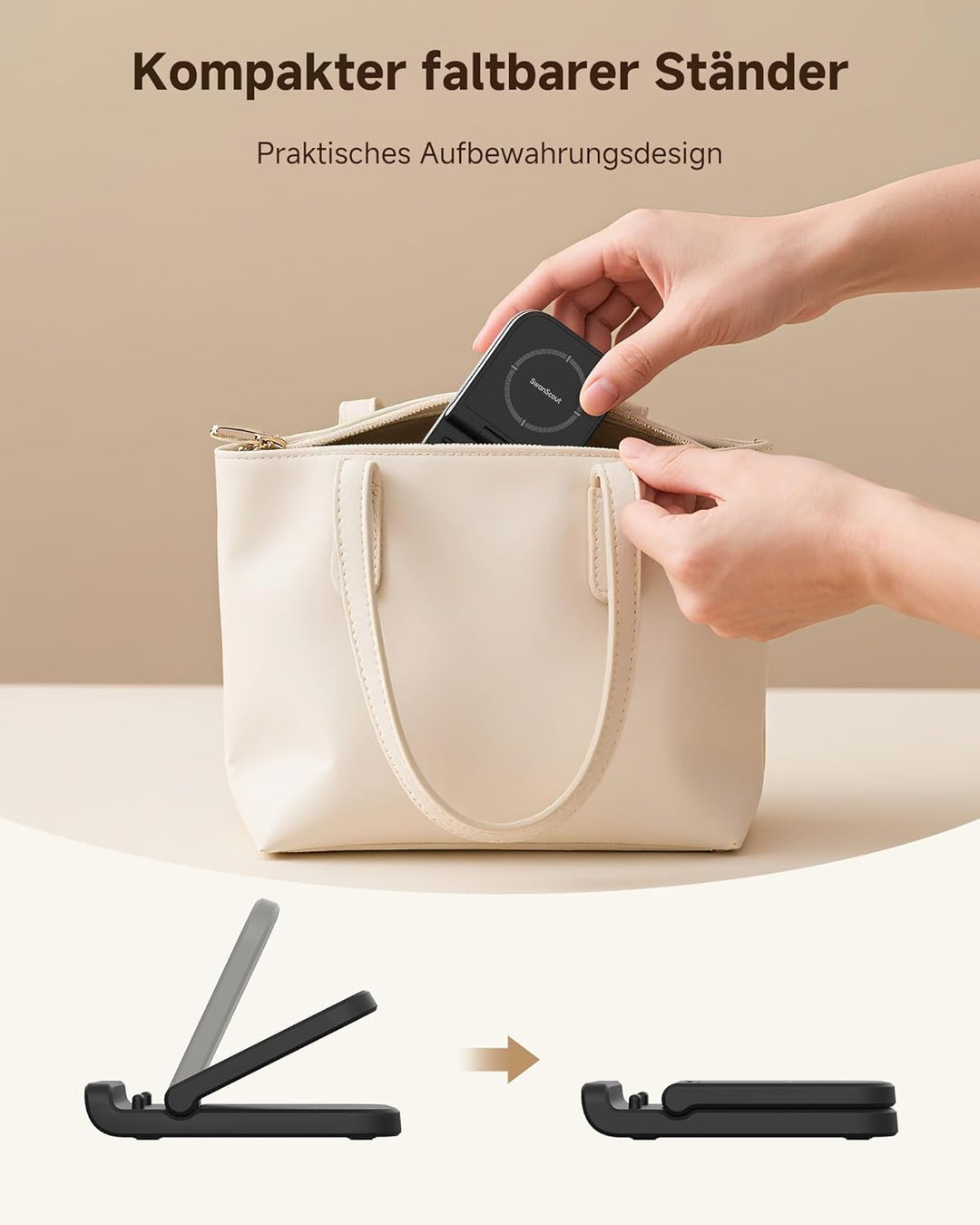 SwanScout Faltbare Induktive Ladestation für Samsung Galaxy Z Flip 7/7 FE 6/5/4/3 &amp; Moto Razr 60/50/