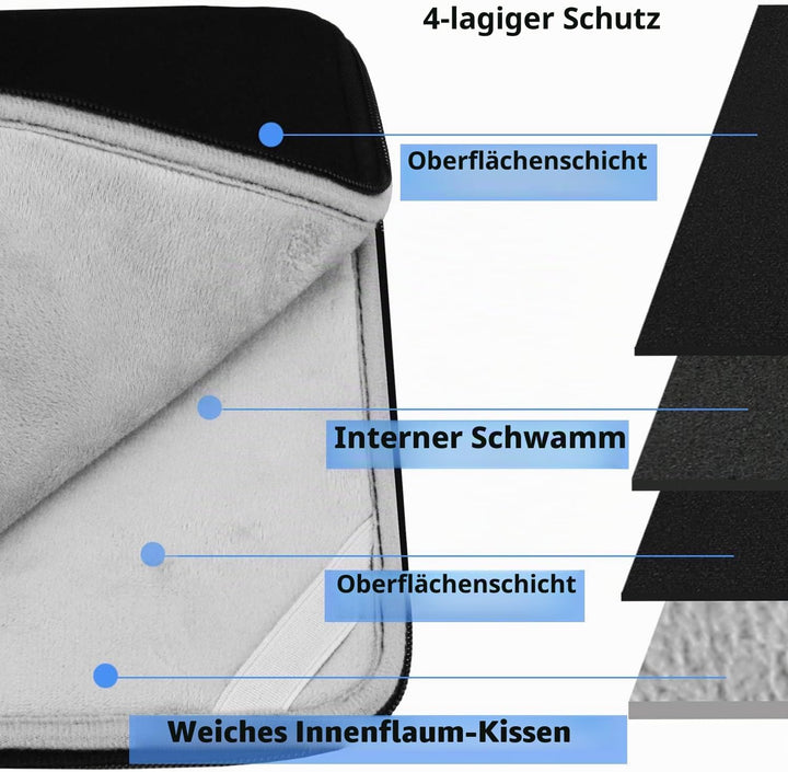 Laptop-Hülle 15,6 Zoll (39,6 cm), langlebig, stossfest, Schutzhülle, Klapptasche, Aktentasche, Trage