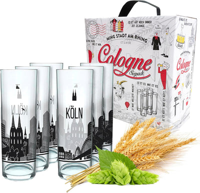 3forCologne Kölschglas | 6er Pack je 0,2ml | Kölsches Grundgesetz & Kölner Dom |Biergläser, Kölner-S