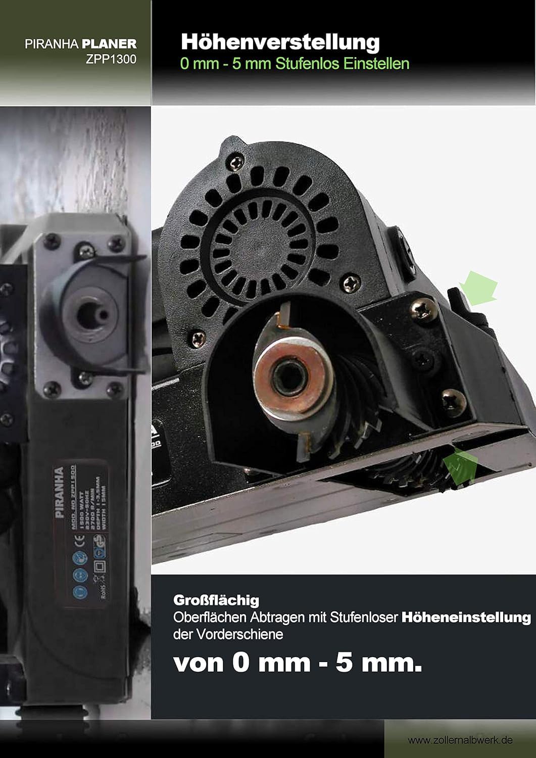 Piranha ZPP1300 Walzenfräse – 1300W Sanierungsfräse | Wandfräse, Putzfräse, Planfräse, Wandhobel | P