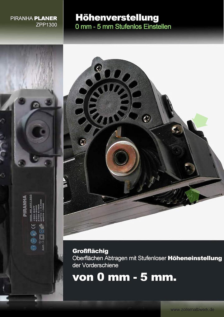 Piranha ZPP1300 Walzenfräse – 1300W Sanierungsfräse | Wandfräse, Putzfräse, Planfräse, Wandhobel | P