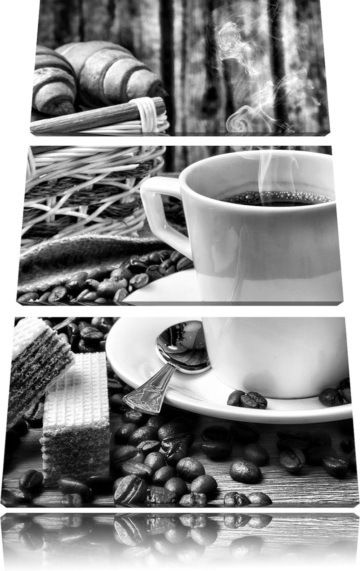 Pixxprint heiss aufgebrühter Kaffee als Leinwandbild/Grösse: 3 Teilig (120x80) cm/Wandbild/Kunstdruc
