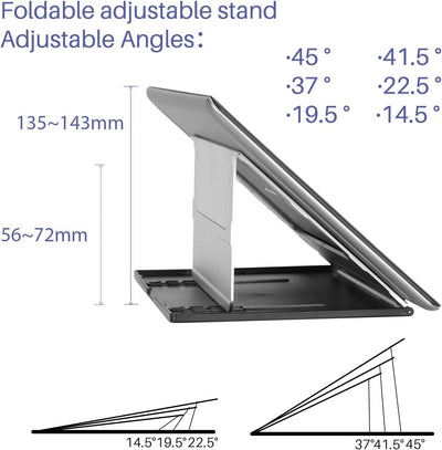 HUION Tragbarer Schreibtischständer Faltbarer Ständer Verstellbarer Multi-Winkel-Desktop-Halter Univ