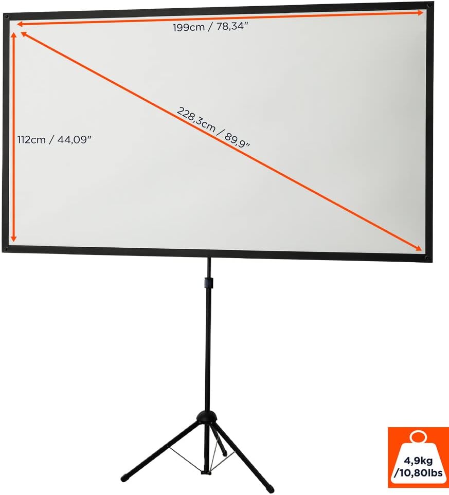 celexon tragbare, leichte und Mobile Beamer-Stativ- Leinwand mit höhenverstellbarerer Teleskopstange