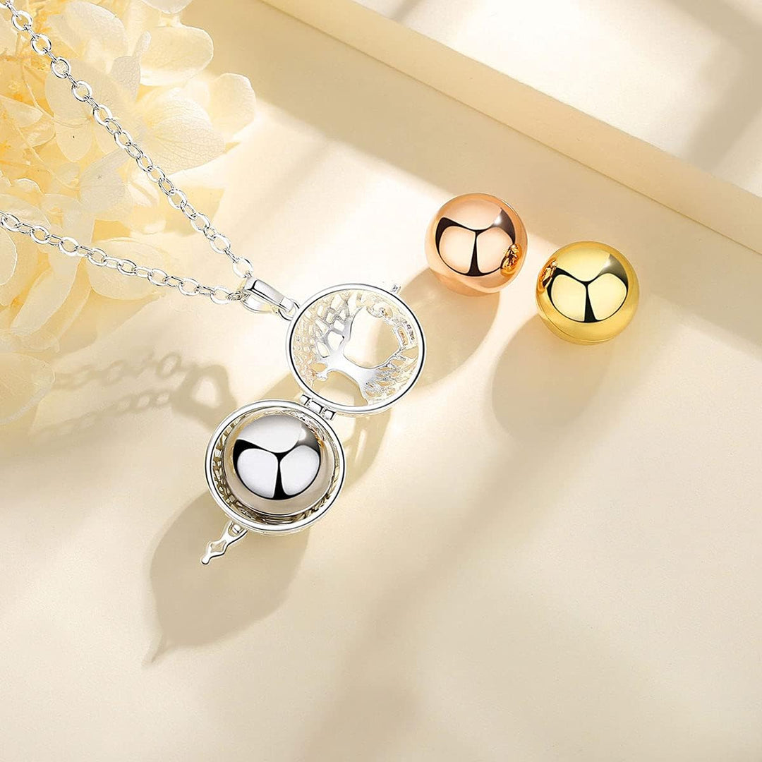 EUDORA Harmony Ball Asche Urnen Kette für Damen, Einäscherung Schmuck Silber Verkupfert Memorial Urn