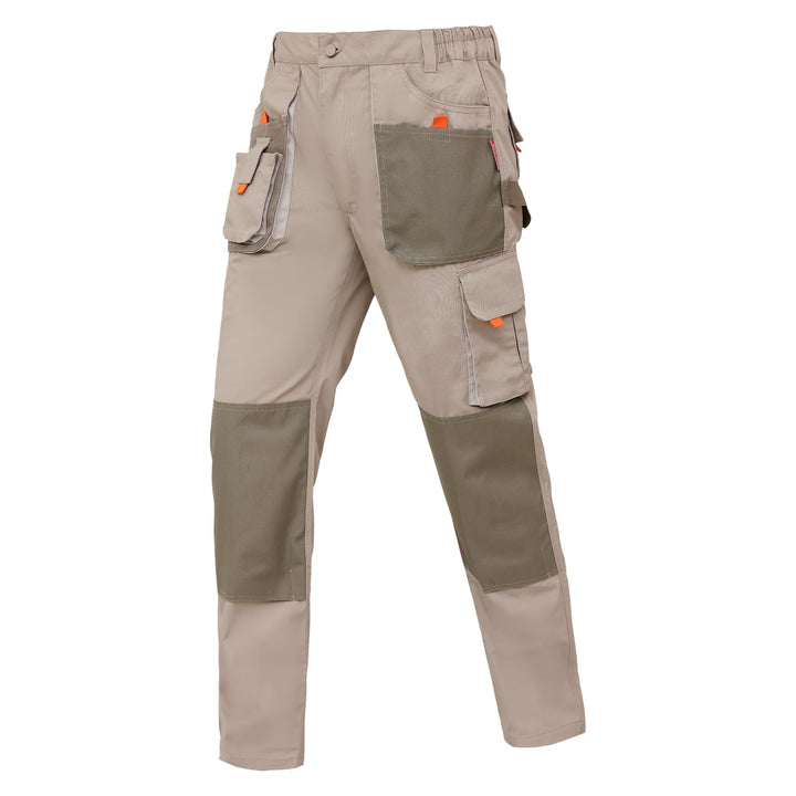 WORK IDEA Herren-Arbeitshose mit Oxford-Knietaschen, strapazierfähigem Canvas S Beige, S Beige