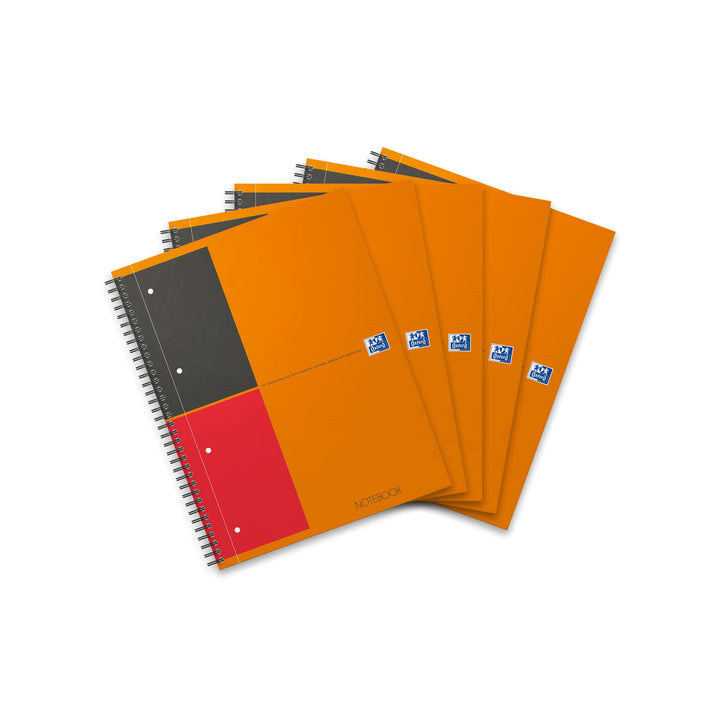 Oxford Notebook International A4, liniert, 160 Seiten, stabiler Kartondeckel, 5 Stück A4 5 Stück lin