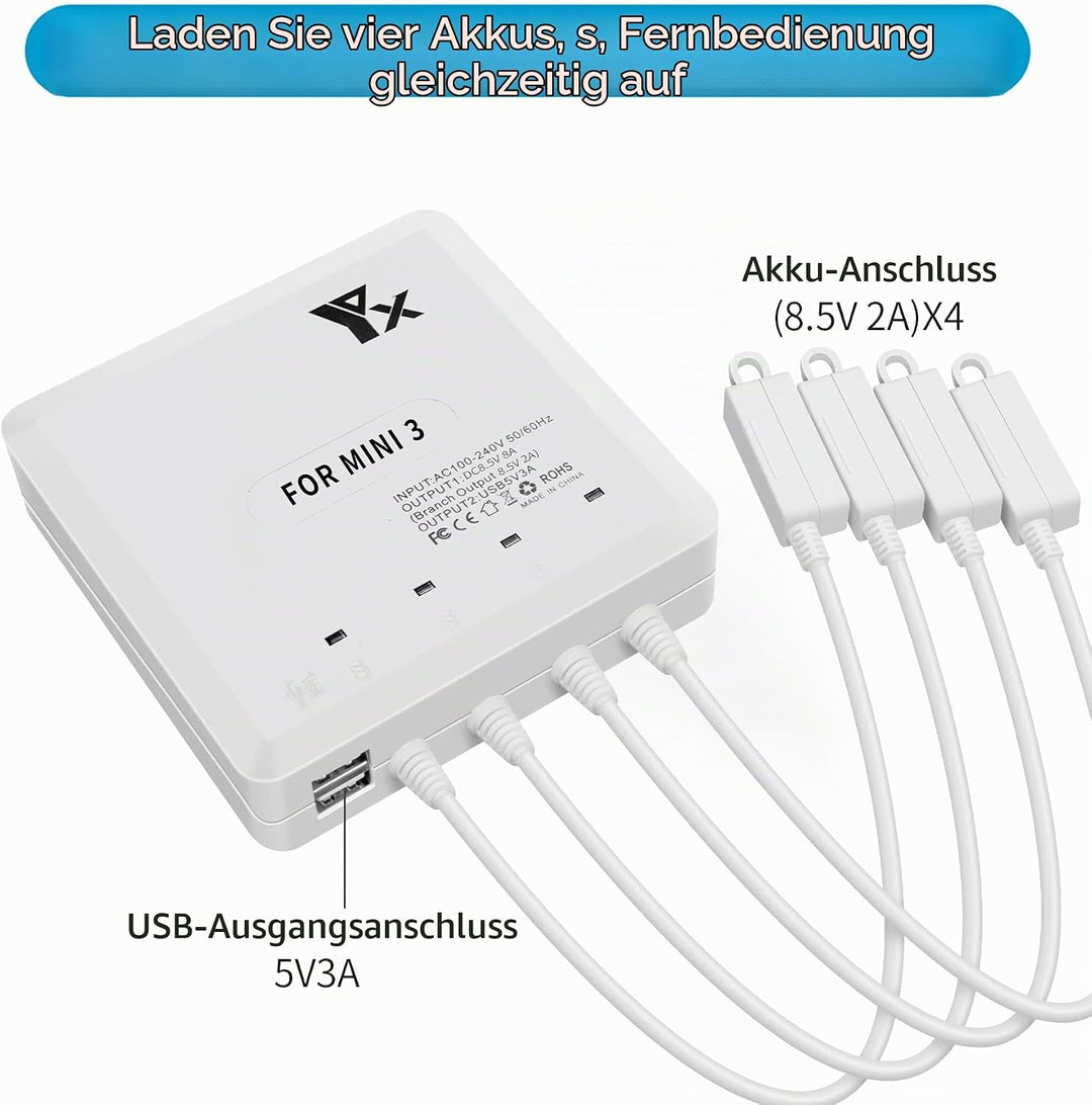 LYONGTECH Akku Ladegerät für DJI Mini 4/3 Pro,Mini 3 Drohne,6 in 1 Parallel Battery Charger Hub,Char