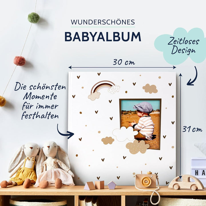 goldbuch Babyalbum Little Dream mit Ausstanzung für eigenes Bild, Leinenstruktur Fotoalbum, 58 weiss