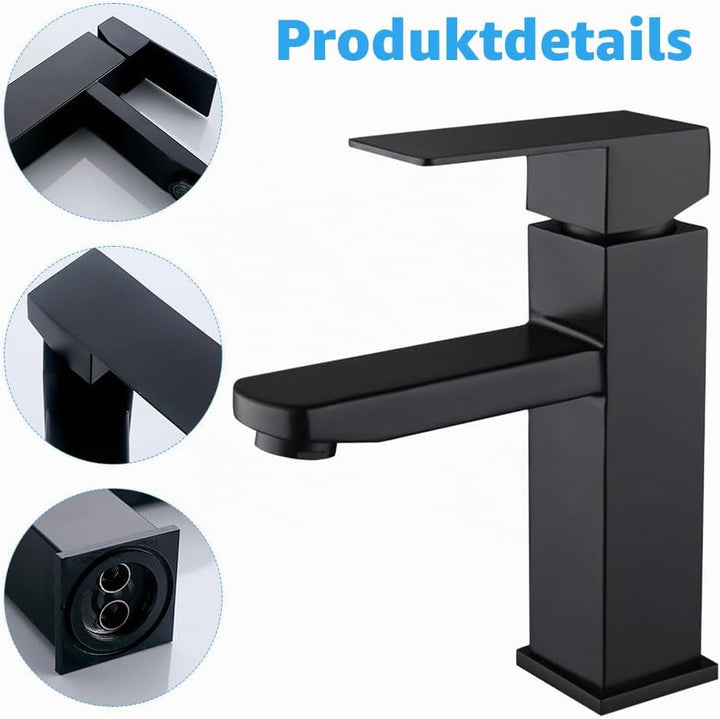 Mineup Wasserhahn Bad Schwarz, Waschtischarmatur, Waschbeckenarmatur, Mischbatterie Waschbecken, Bad