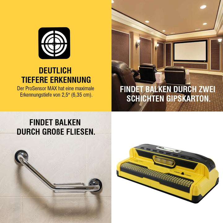 Franklin Sensors ProSensor MAX Balkenfinder mit 13 Sensoren, Holz- und Metall-Bolzendetektor/Wandsca