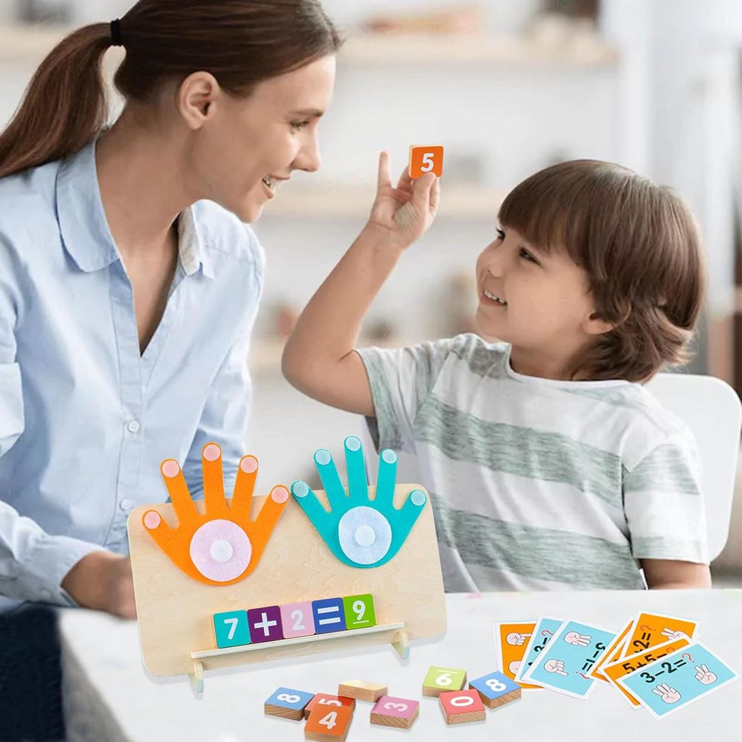 Holz Mathe Spielzeug,Zählen Lernen für Kinder Fingerzähl-Mathespielzeug Montessori Mathe Spielzeug P