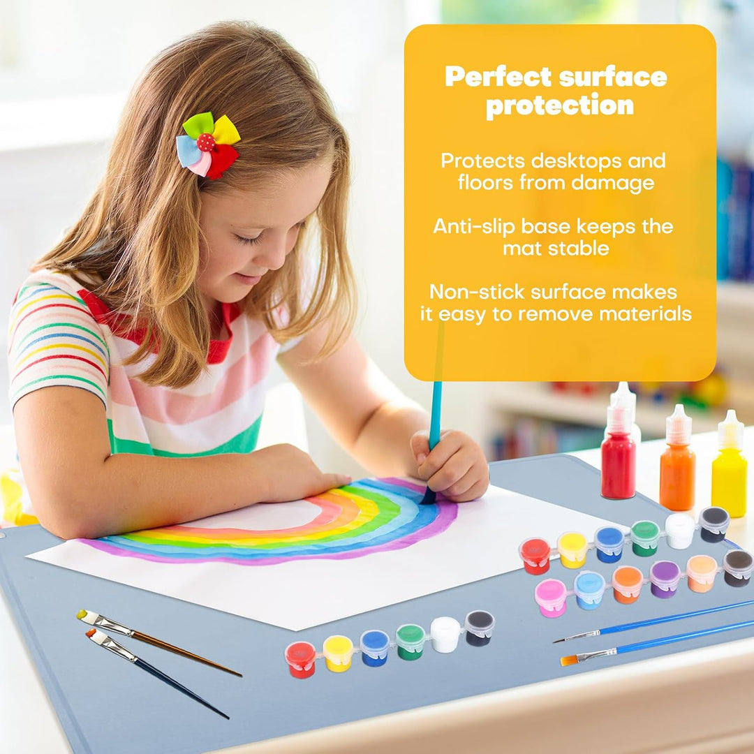 2 Stück Malunterlage für Kinder A2 (60x40cm) - Silikon Bastelunterlage mit Erhöhten Kanten, Antihaft