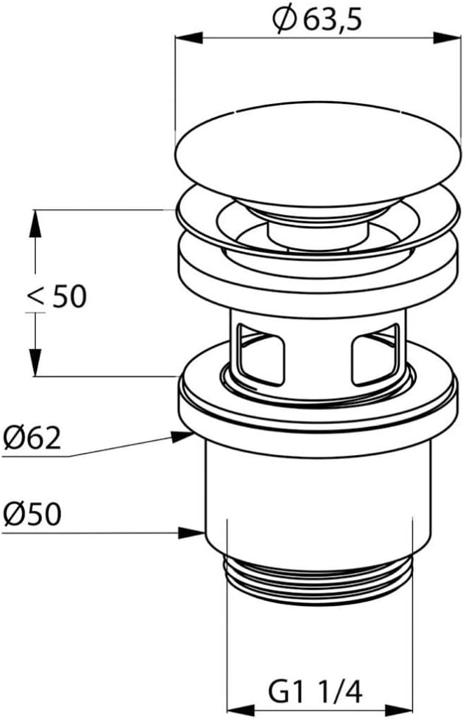 Kludi Ablaufventil Push-Open 11/4 Zoll für Waschtisch mit Ueberlauf, verchromt, 1042405-00