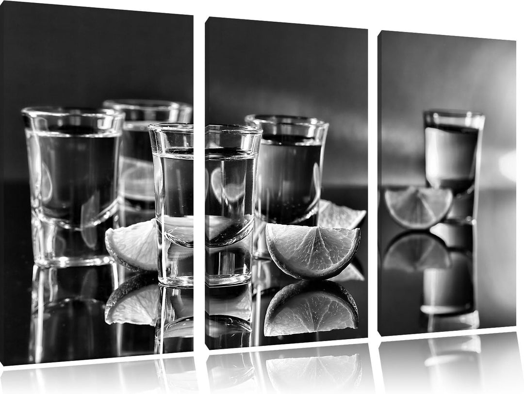 Pixxprint Tequila mit Limetten als Leinwandbild | Grösse: 3 Teilig (120x80) | Wandbild| Kunstdruck |