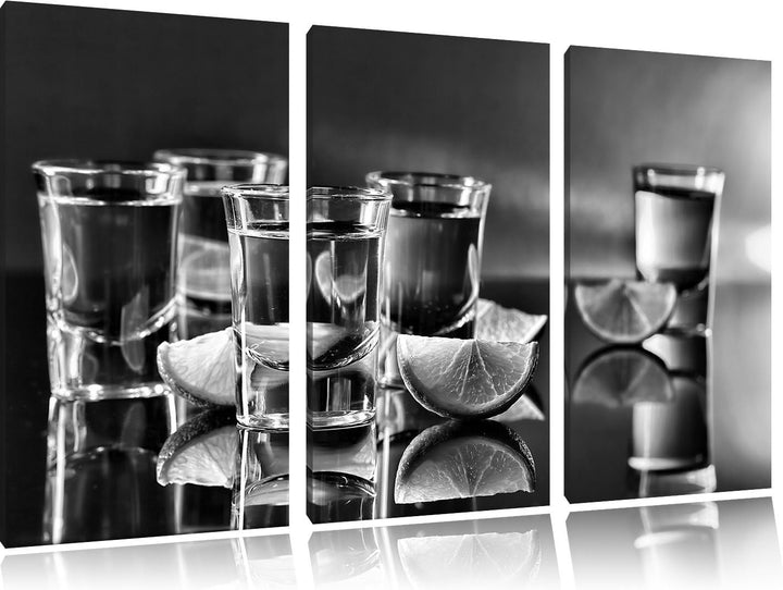 Pixxprint Tequila mit Limetten als Leinwandbild | Grösse: 3 Teilig (120x80) | Wandbild| Kunstdruck |