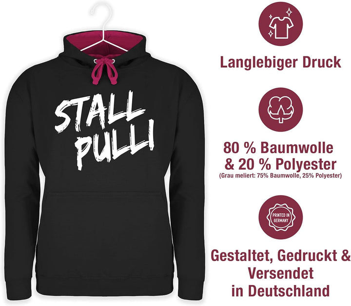 Shirtracer - Pullover Herren Frauen Hoodie Kontrast zweifarbig - Pferde - Damen - Stallpulli Distres