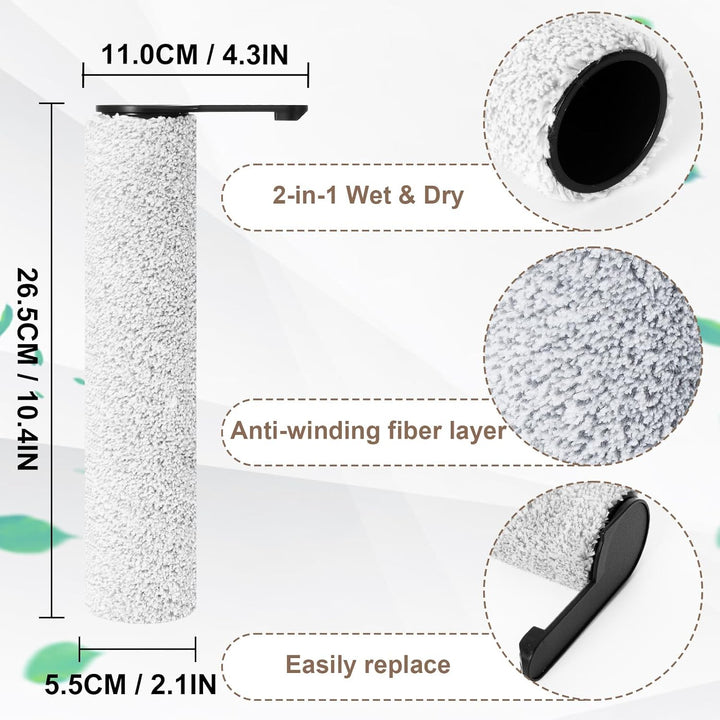 Bürstenrolle Filter Ersatzteile für Jonr ED12 Pro Max Akku Nass Trockensauger Zubehörset, 2 Bürstenr