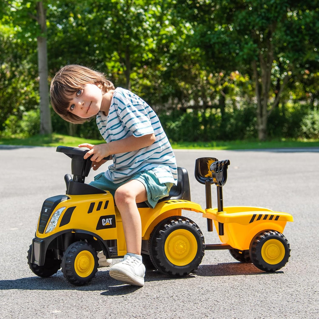 COSTWAY Rutschauto mit abnehmbarem Anhänger, Rutscher Traktor mit Schaufel & Rechen, Rutschfahrzeug
