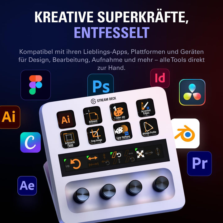 Elgato Stream Deck + White, Audiomixer, Live-Produktion und Studio-Controller für Content Creators,