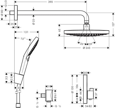 hansgrohe Duschset Raindance Select S Unterputz (7 in 1), Duschsystem mit Kopfbrause, Duschkopf, Dus