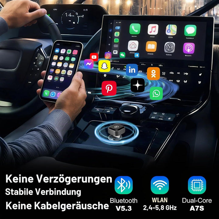 Mini USB Wireless CarPlay Adapter for iPhone &amp; Wireless Android Auto 2-in-1 Adapter | Convert Wired