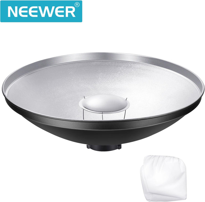 NEEWER 16"/41cm Aluminium Standard Reflektor Beauty Dish mit weissem Diffusor Socke kompatibel mit B