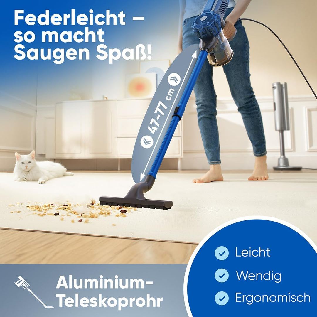 Proficare, 2in1 Staubsauger PC-BS3133-Blue, Handstaubsauger und kabelgebundener Besen, 600 W, HEPA-F