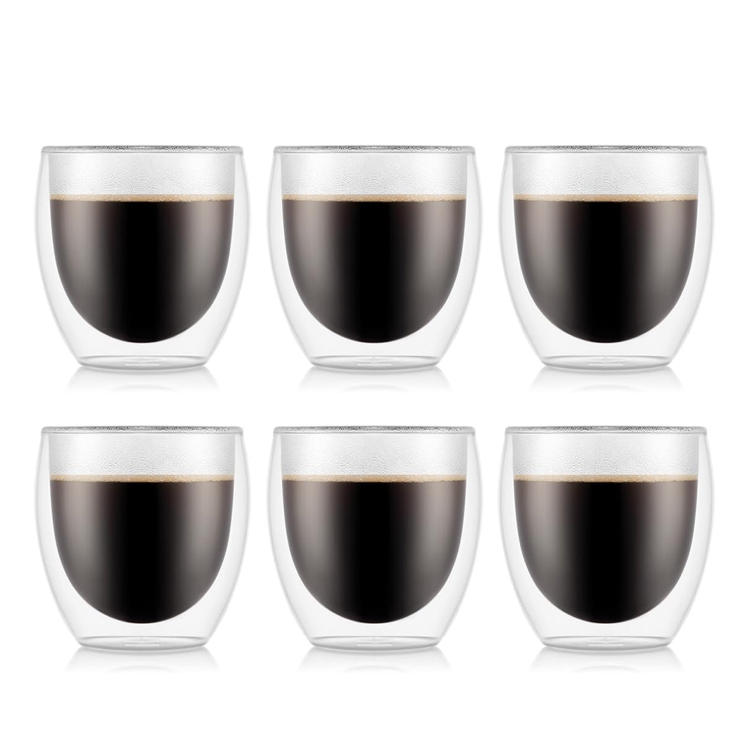 Bodum 4558-10-12 Pavina Gläser 6-er-Set 0.25 l doppelwandig, Transparent, 6 Stück (1er Pack), 6 0,25