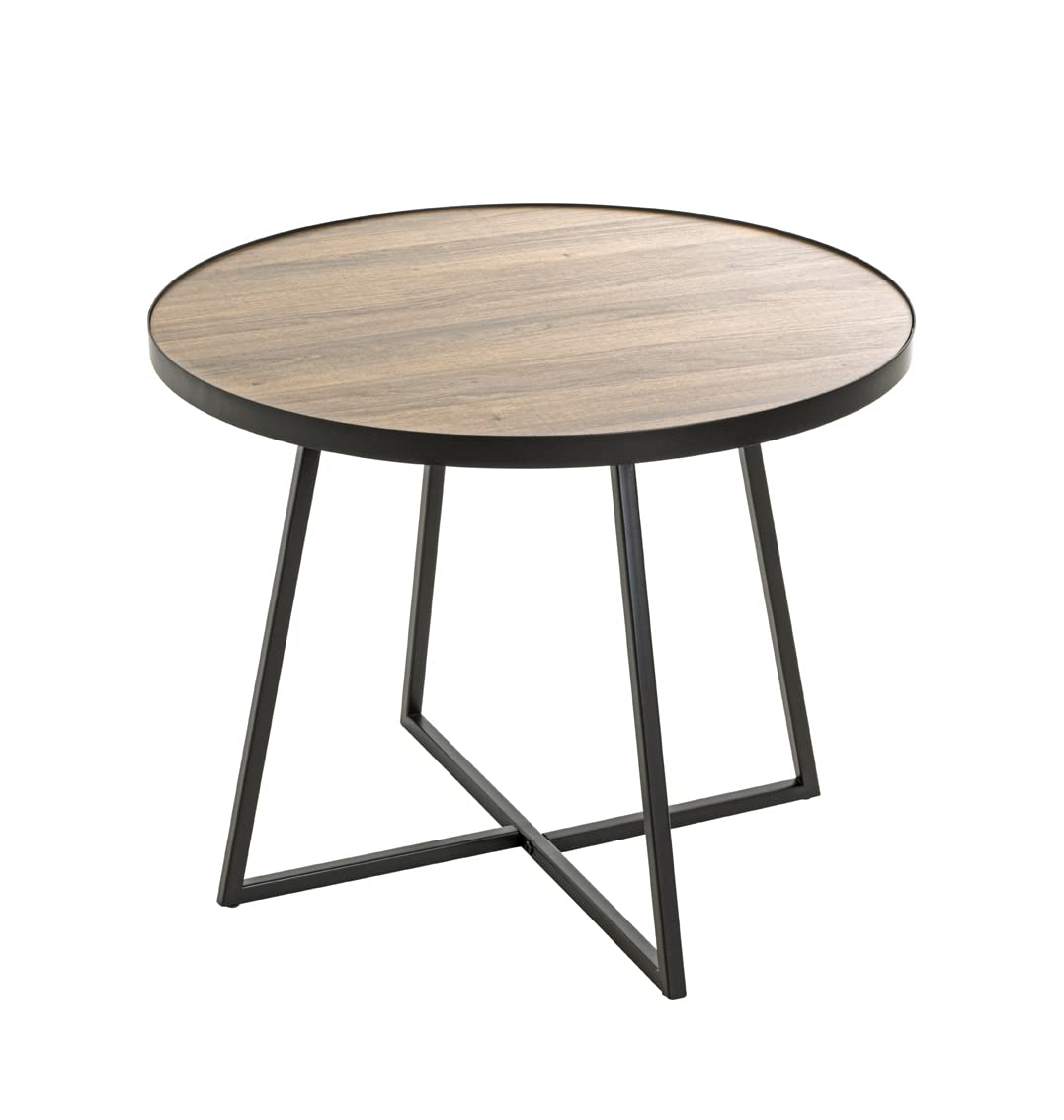 HAKU Beistelltisch rund Eiche schwarz MDF Metall runder Couchtisch - Masse: H 48 x Ø 60 cm Style: Mo