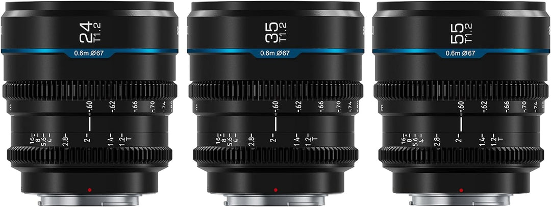 SIRUI Night Walker T1.2 S35 Cine Objektiv-Set, 24 mm, 35 mm, 55 mm, grosse Blende, manueller Fokus (