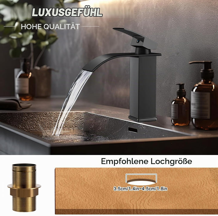 Wasserfall Wasserhahn Bad Waschtischarmatur Einhebelmischer Waschbecken Wassersparend &amp; Spritzwasser