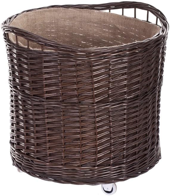 e-wicker24 Alles aus Weide Vollweidener Kaminkorb, rund, Rollkorb aus Weide, Rollkorb für Kaminholz,