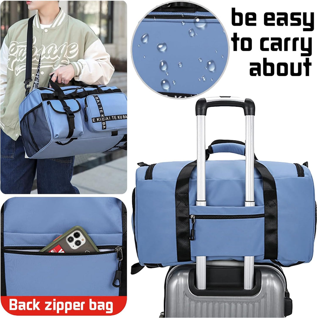 Reisetasche Damen Herren, 65L Wasserabweisende Sporttasche, Reise Tasche mit Schuhfach und Nassfach,