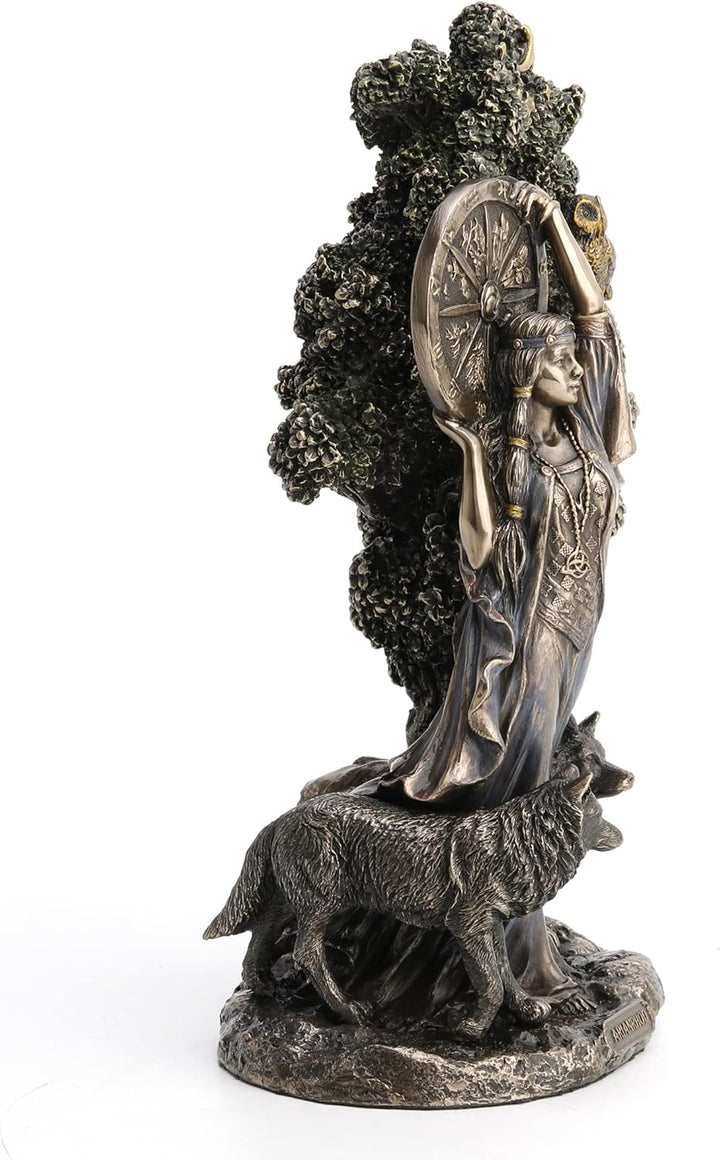 Veronese Design Statue Arianrhod Die Göttin des Schicksals, Kaltguss, Kunstharz, Antik-Bronze, 24 cm