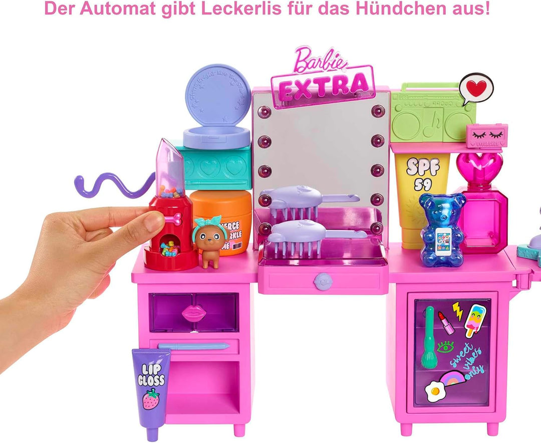 Barbie GYJ70 Extra Spielset mit exklusiver Puppe, Hündchen &amp; 45+ Teile, Spielzeug ab 3 Jahren, Spiel