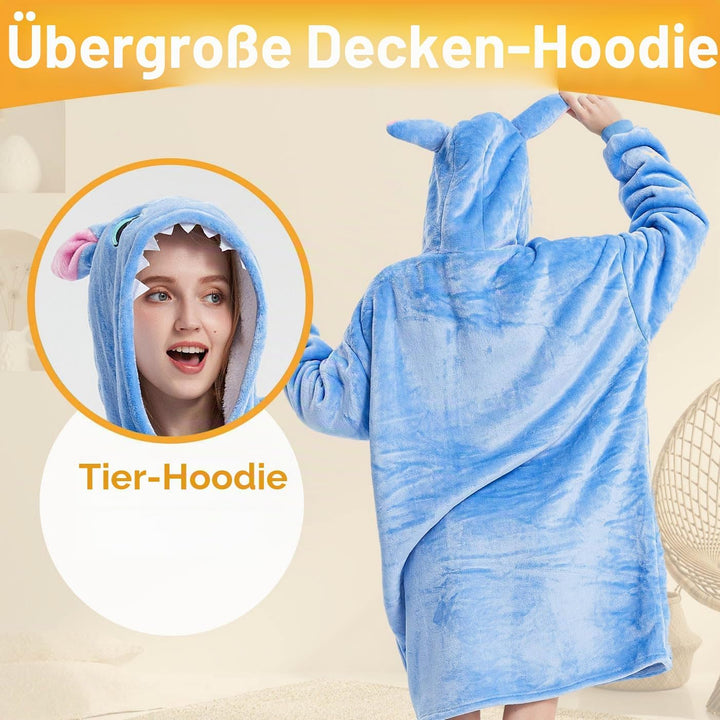 LATH.PIN Panda Übergrosse Decken-Hoodie Flanell mit Kapuze Pulloverdecke Sweatshirt Unisex Kapuzenpu