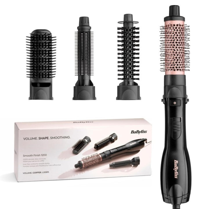 BaByliss Smooth Finish 1200 – 4‑in‑1 Warmluftbürste zum Trocknen, Formen, Glätten & Volumenstyling,