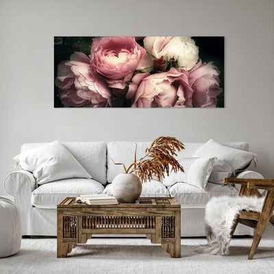 Wandbilder Dekoration Wohnzimmer Pfingstrose Blume Panorama Bilder auf Leinwand 120x50cm Leinwandbil