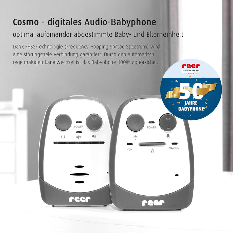 Reer Cosmo Babyphone vom Erfinder des Babyphone, mit Nachtlicht, Vibrations-Alarm und Gegensprechfun