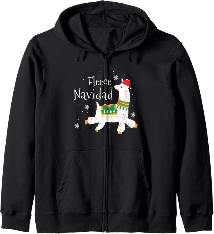 Fleece Navidad Lama Weihnachten Kapuzenjacke