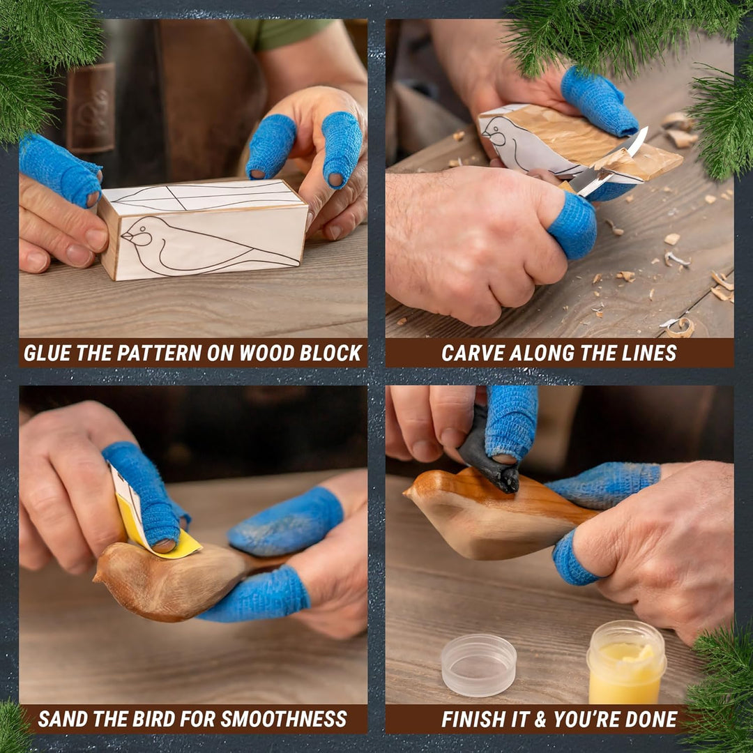 BeaverCraft Holzschnitzset Komfort Vogel DIY mit Schnitzmesser, Linde Holz-Blöcken zum Schnitzen – B