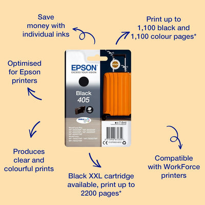 Epson Orginal 405 Tinte Koffer Singlepack schwarz Standard WF-3820DWF WF-3825DWF WF-4820DWF WF-4825D