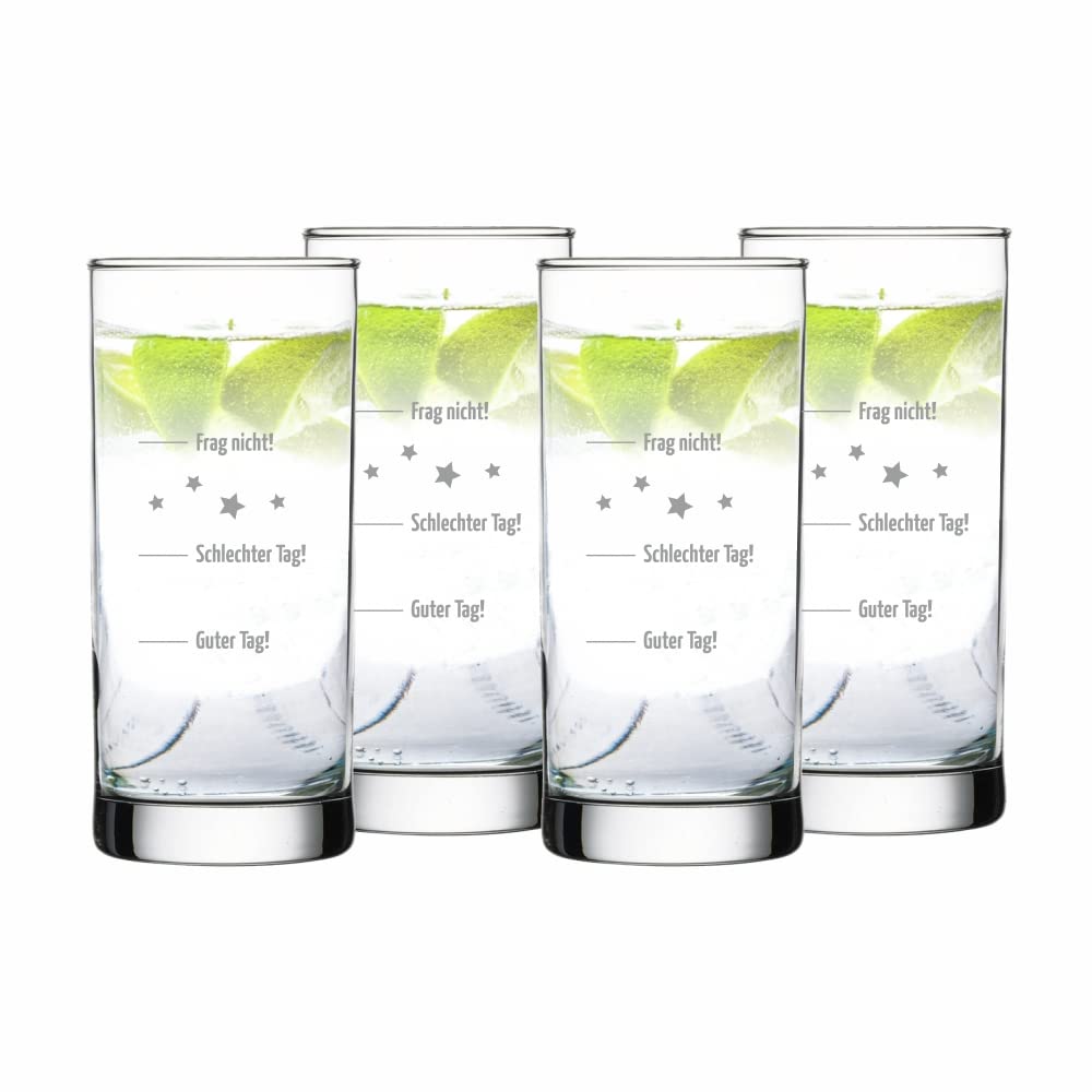 4you DESIGN 4-er Set Gin-Gläser | Guter Tag! Schlechter Tag! | Geschenkidee für Männer und Frauen |