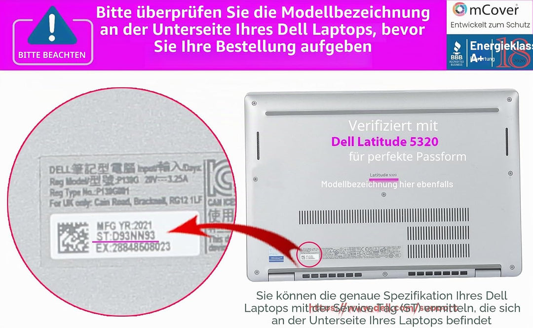 mCover Nur kompatibel mit 2021 ~ 2022 13,3 Zoll Dell Latitude 5320 5330 2-in-1 Windows Laptop Notebo
