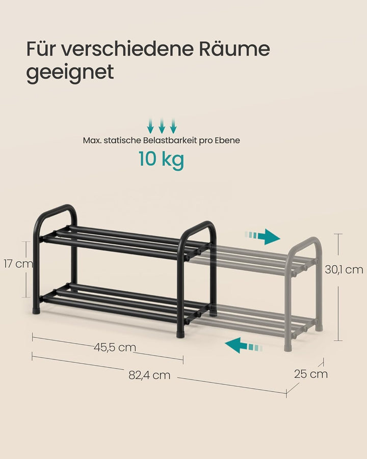 SONGMICS Schuhregal ausziehbar, Schuhablage, Schuh-Organizer mit verstellbaren Ablagen, Schuhaufbewa