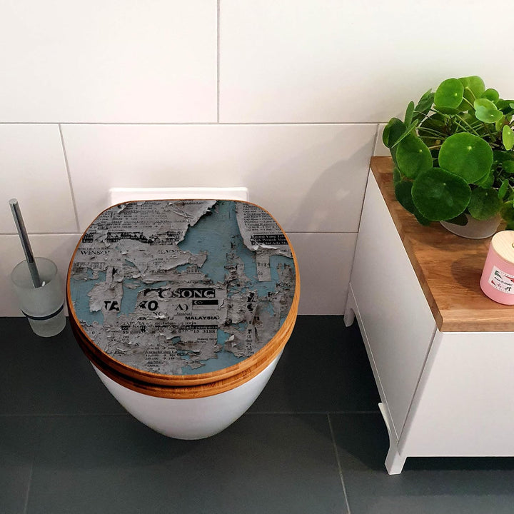 banjado Design WC Sitz Bambus Absenkautomatik 45,8x37,5cm - Toilettendeckel mit Absenkautomatik Holz