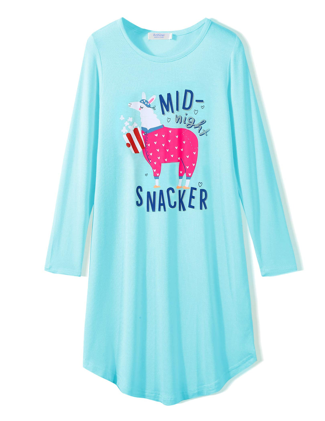 Arshiner Mädchen Nachthemd Langarm Kinder Nachtkleid Baumwolle mit Niedlichen Prints Schlafanzug Kle